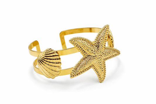 Ocean Shell & Starfish Gold Cuff Kada - photo 5