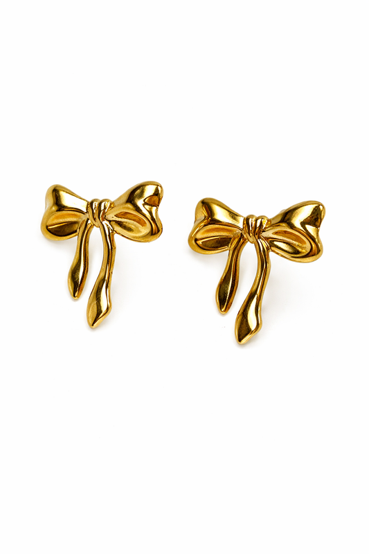 Gold-Plated Bow Knot Stud Earrings