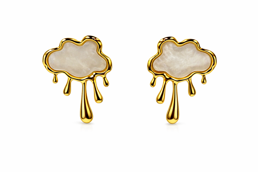 Gold-Tone Cloud Drop Statement Earrings