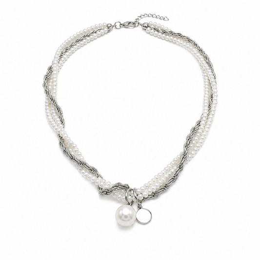 Pearl Twist Charm Necklace