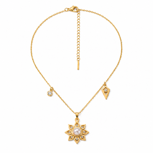 Sunburst Pearl Pendant Necklace