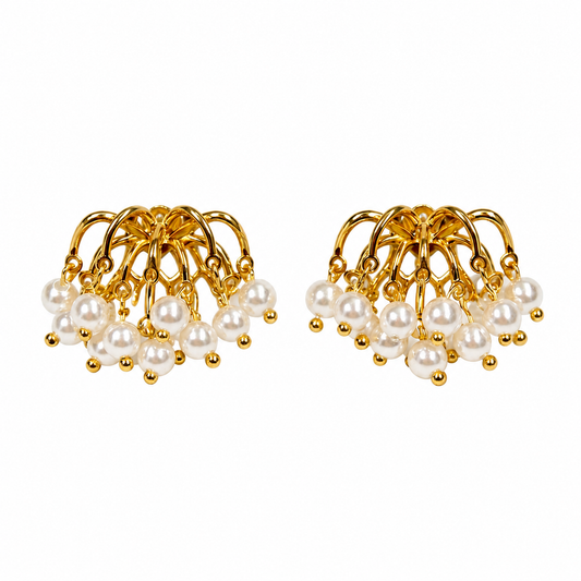 Gold-Plated Pearl Cascade Drop Earrings