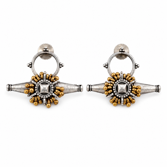 Vintage Blossom Oxidized Stud Earrings