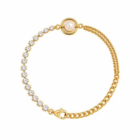 Elegant Pearl & Crystal Chain Anklet