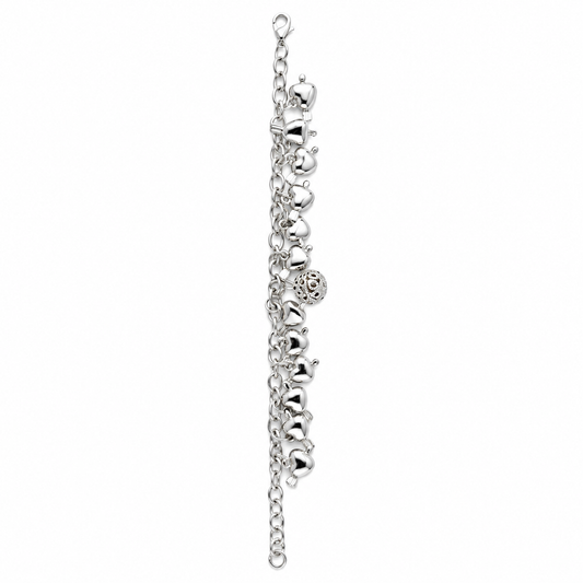 Pusha Silver Heart Charm Women Bracelet