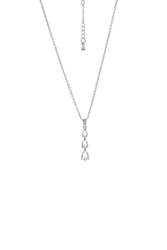 Sterling silver triple teardrop cz pendant