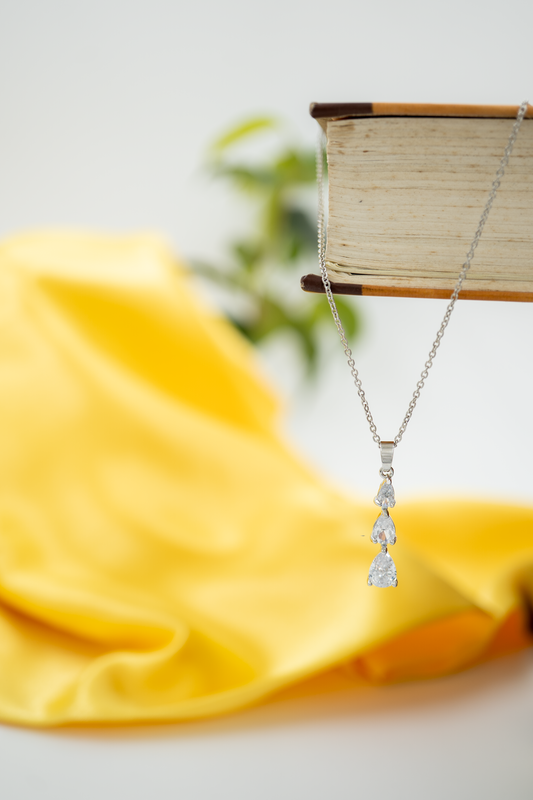 Sterling silver triple teardrop cz pendant