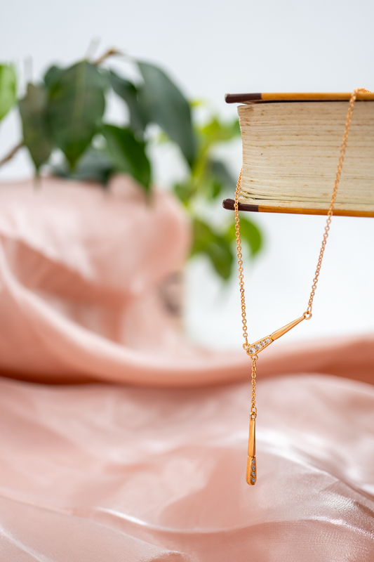 Golden Sleek Drop Pendant Necklace