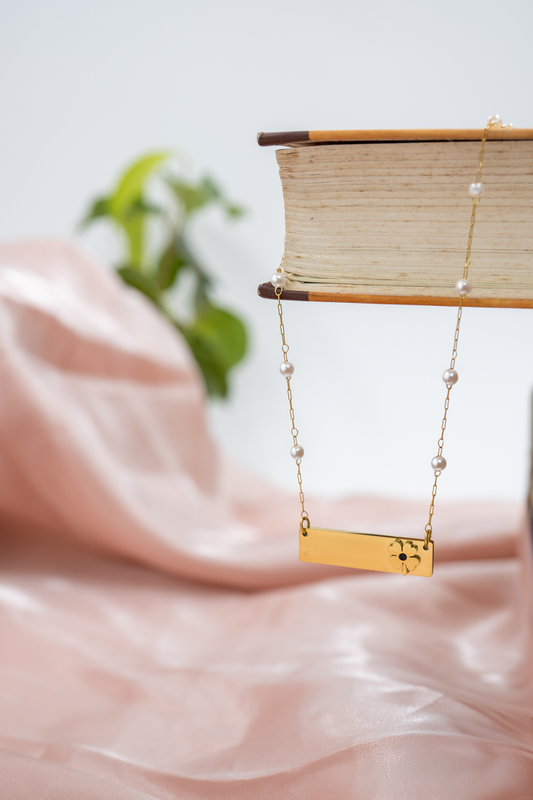 Gold-Tone Floral Cutout Pendant Necklace