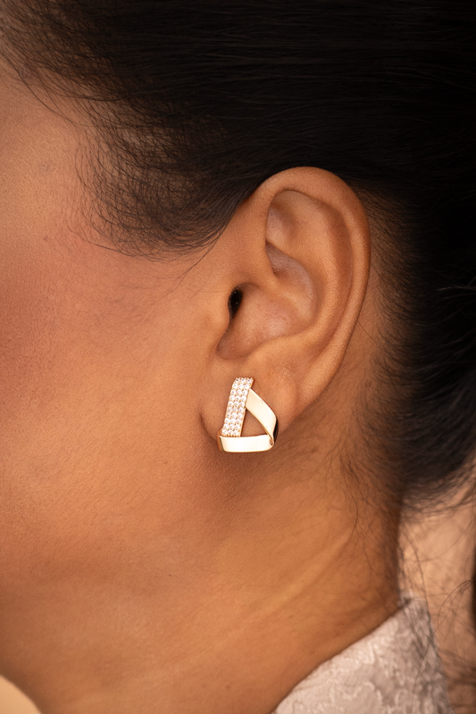 Sparkling Triangle Pave Hoop Earrings