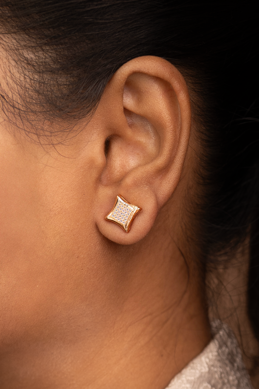 Satin Gold Cushion Stud Earrings