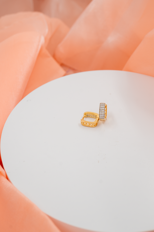 Silver Gleam Gold Hoops