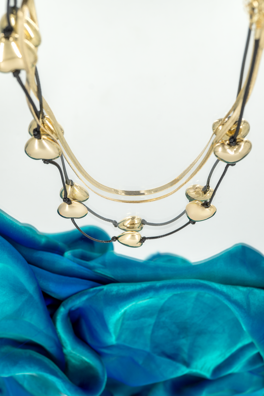 Golden Heart Duo Cord Necklac