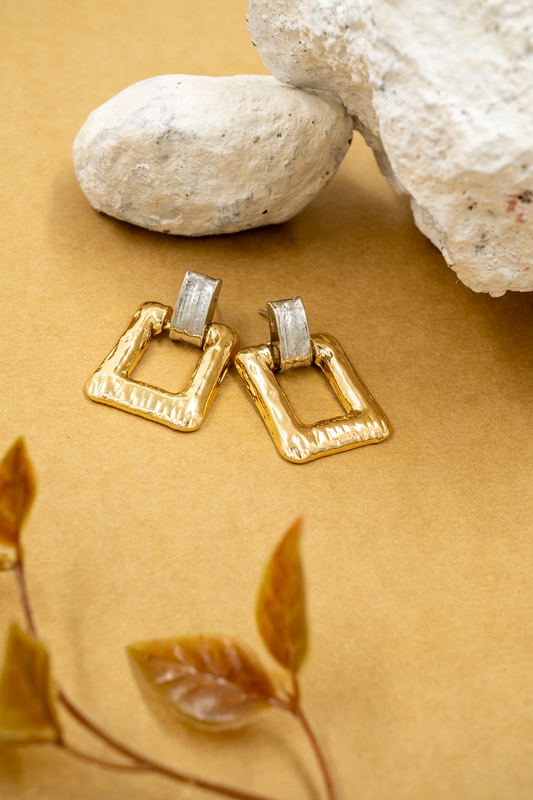 Gilded Geo Textured Earrings