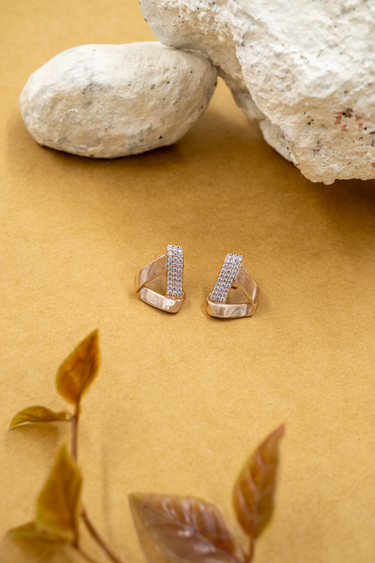 Sparkling Triangle Pave Hoop Earrings