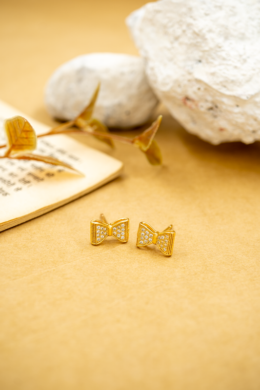 Sparkling Bow Tie Stud Earrings