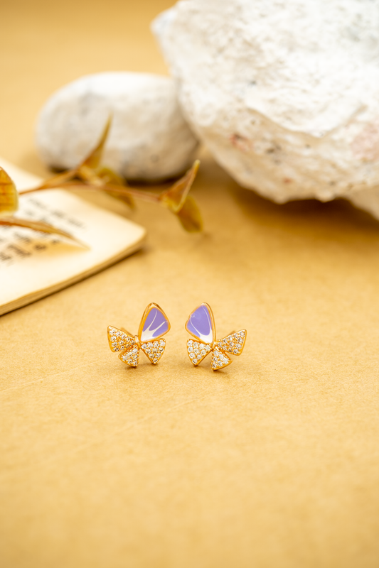 Lavender Elegance Bow Earrings