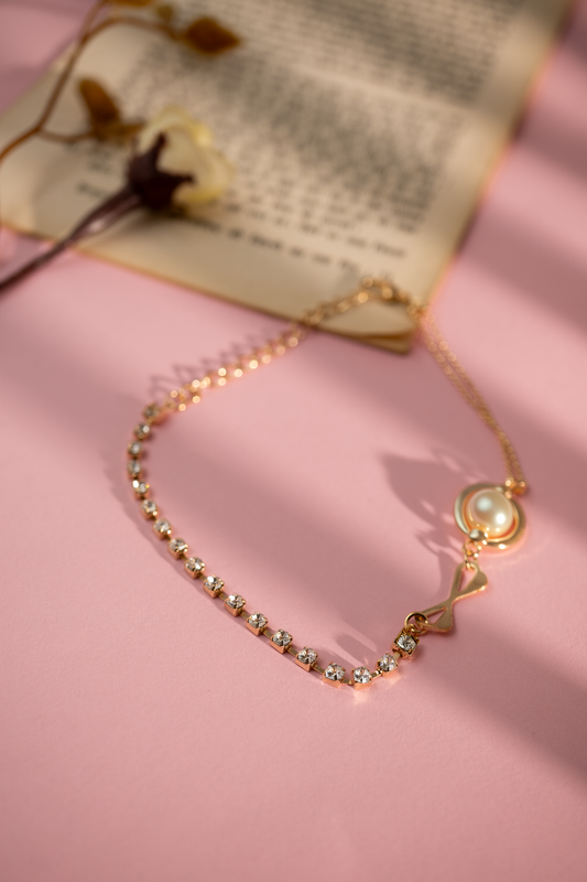 Elegant Pearl & Crystal Chain Anklet
