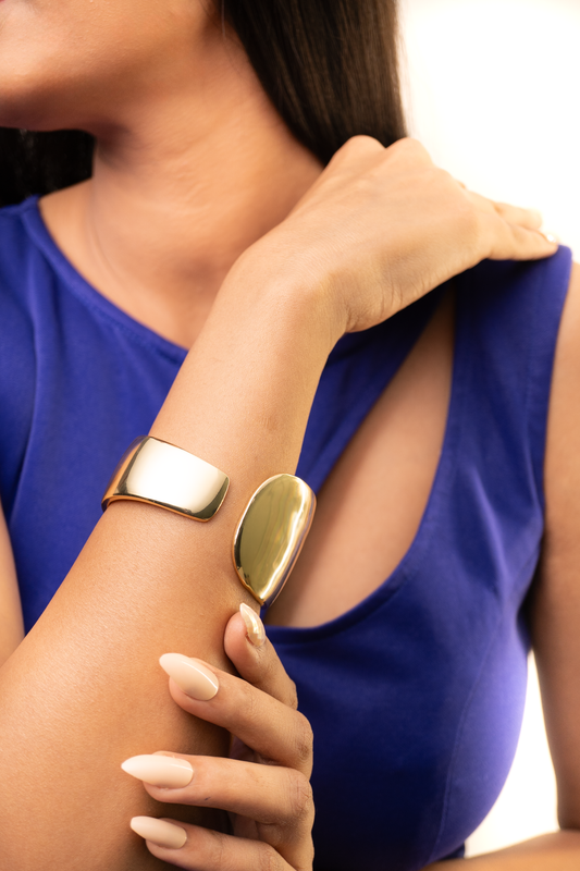 Wave Textured Gold Cuff Bracelet