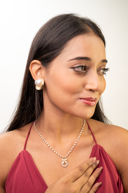 Pearl Bow Charm Necklace