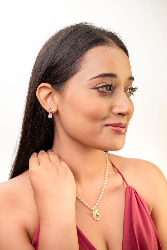 Gem Circle Charm Earring