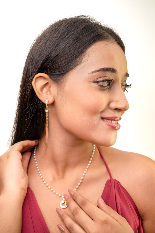 Golden Orbit Climber Earrings