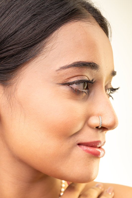 Silver White Sparkle Nose Pin