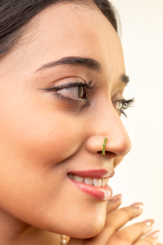 Emrald Green Sparkle Nose Pin