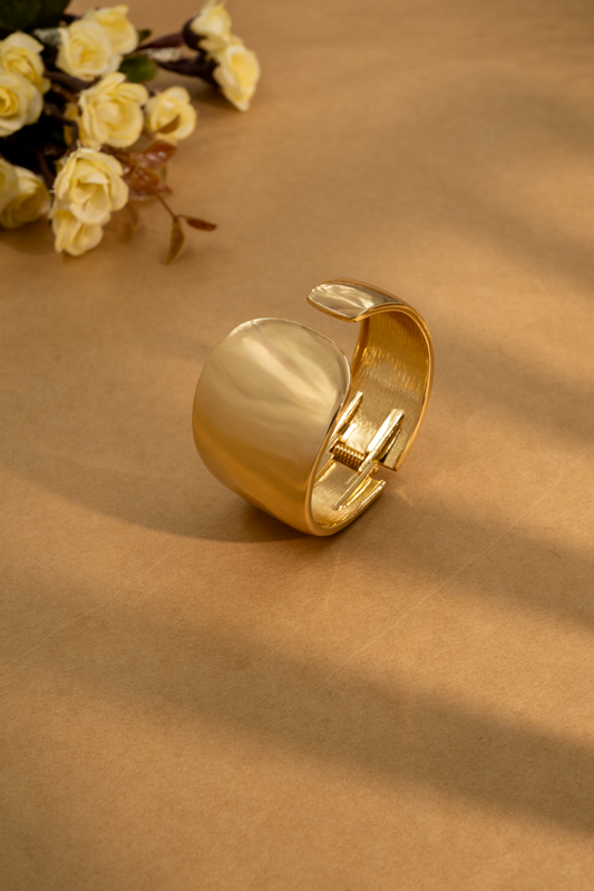 Wave Textured Gold Cuff Bracelet