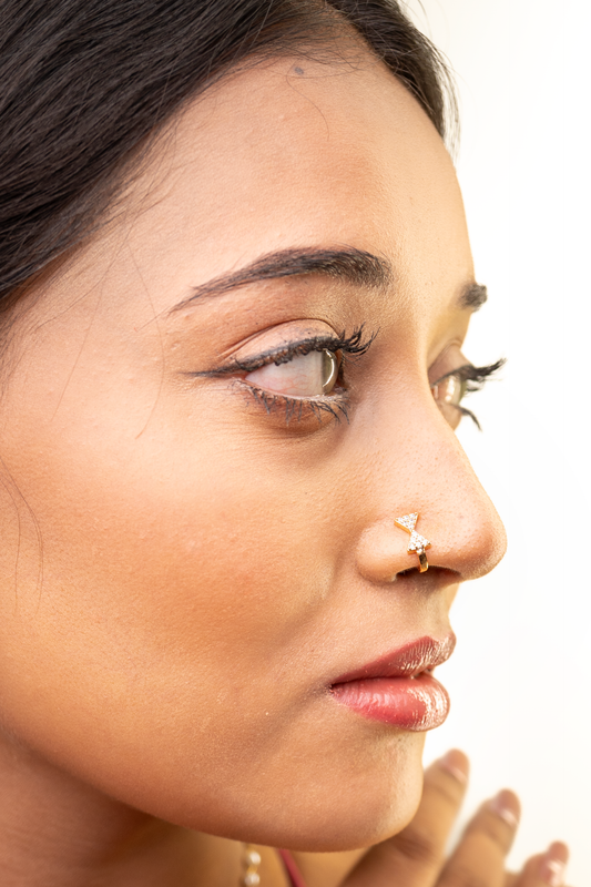 Rose Bling Bow Nose Pin