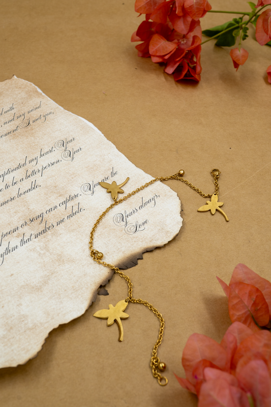 Golden Dragonfly Charm Bracelet