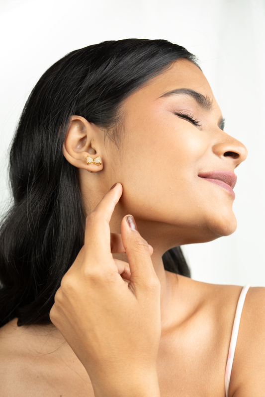 Sparkling Bow Tie Stud Earrings