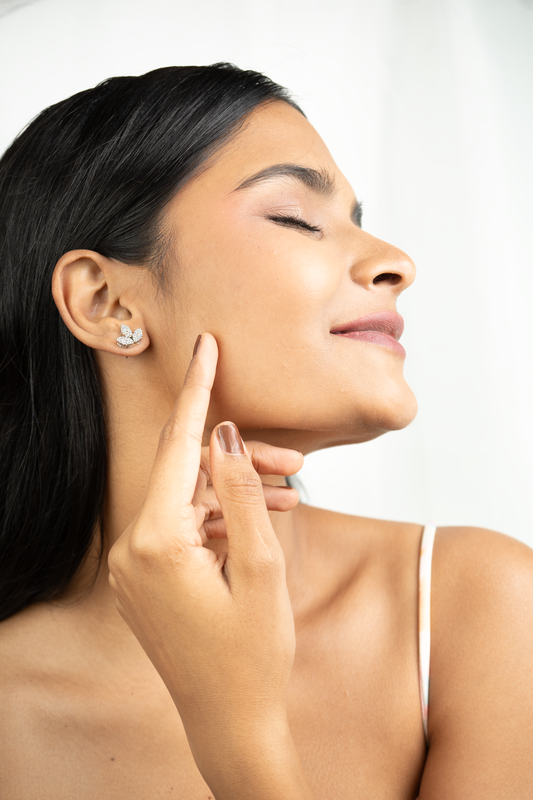 Triple Leaf Sparkle Stud Earrings