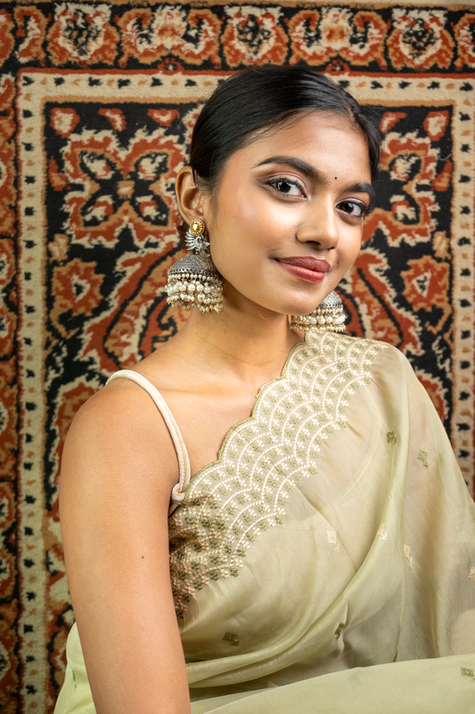 Peacock Dome Jhumka Earrings with Pearl Droplets