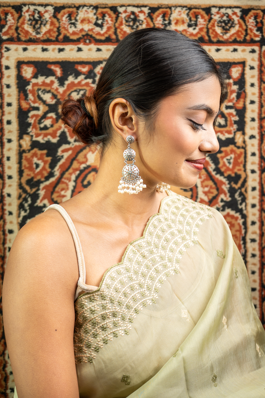 Regal Bloom Pearl Jhumka Earrings