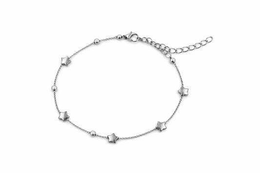 Celestial Star Charm Silver Anklet