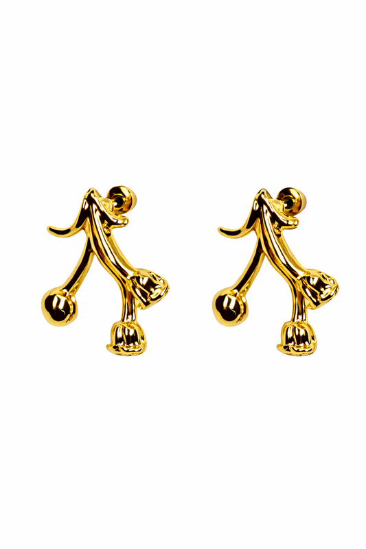 Gold-Tone Cherry Drop Stud Earrings