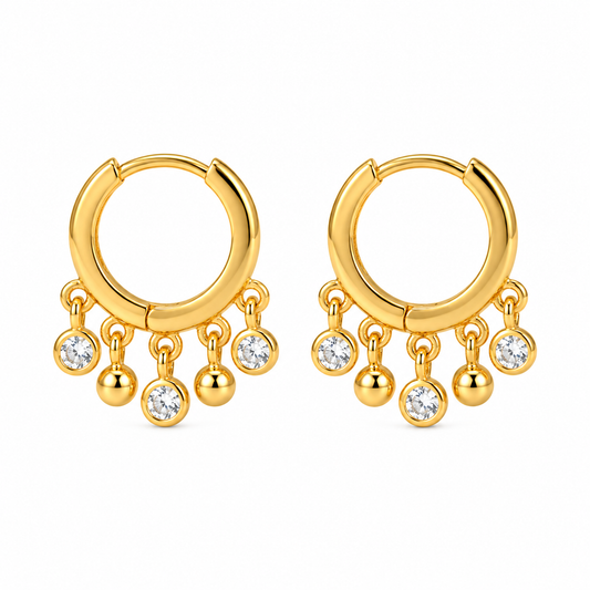 Gold-Tone Crystal Charm Hoop Earrings