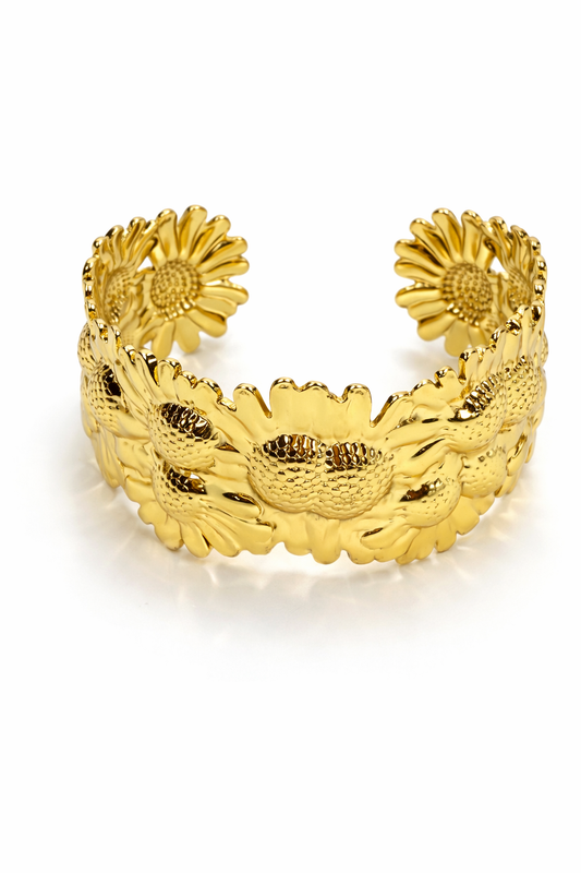 Gold-Tone Floral Cuff Kada