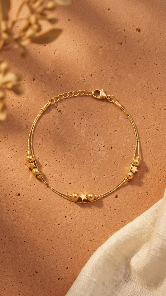 Twinkle Beads & Star Charm Anklet
