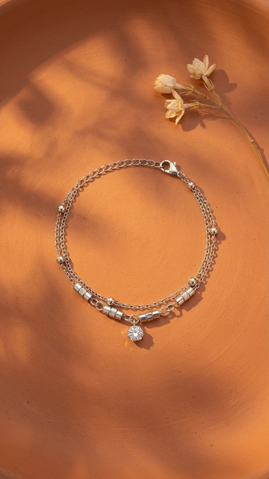 Silver Chic Layered Anklet