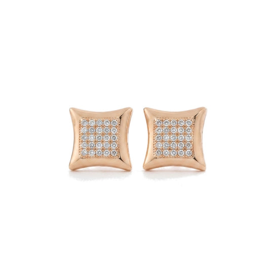 Satin Gold Cushion Stud Earrings