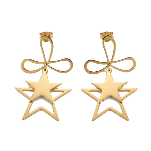 Gold-Plated Stainless Steel Star Drop Earrings