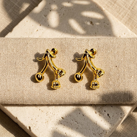 Gold-Tone Cherry Drop Stud Earrings - photo 2