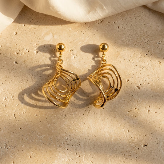 Gold-Tone Layered Crescent Drop Earrings
