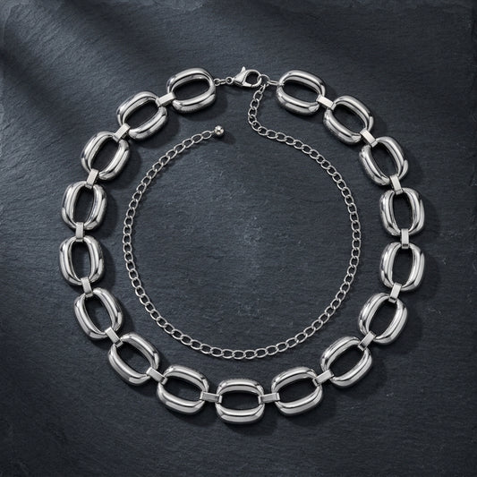 Silver Tone Chunky Chain Waist Belt