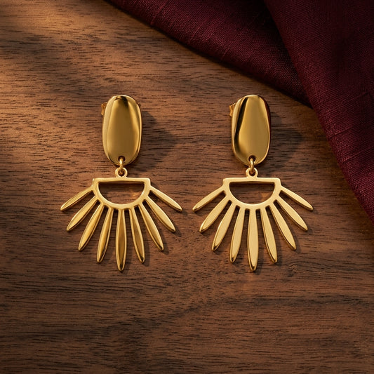 Golden Sunburst Drop Earrings