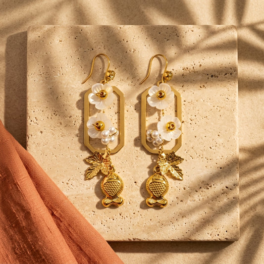 Elegant Floral Charm Drop Earrings