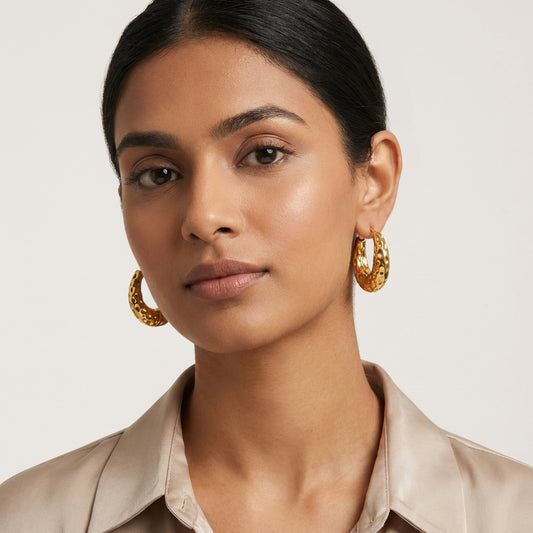 Gold Textured Hoop Earrings