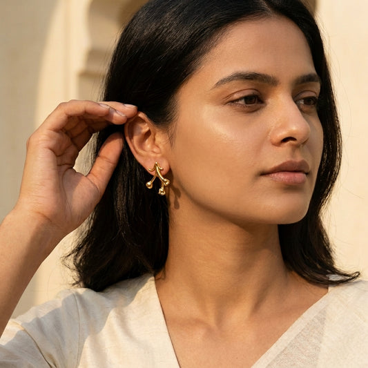 Gold-Tone Cherry Drop Stud Earrings